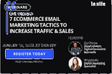 Webinar programme screen: 7 Ecommerce Email Marketing Tactics to Increase Traffic & Sales