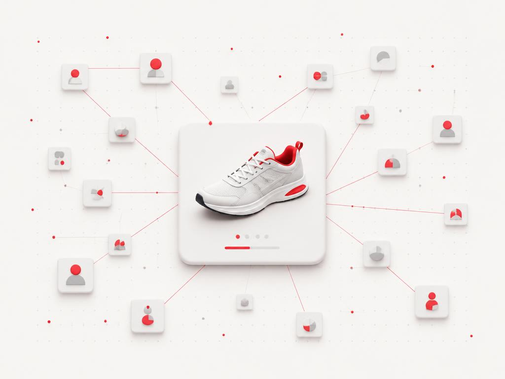 Sport product card expanding into a field of qualified audience discovery tiles