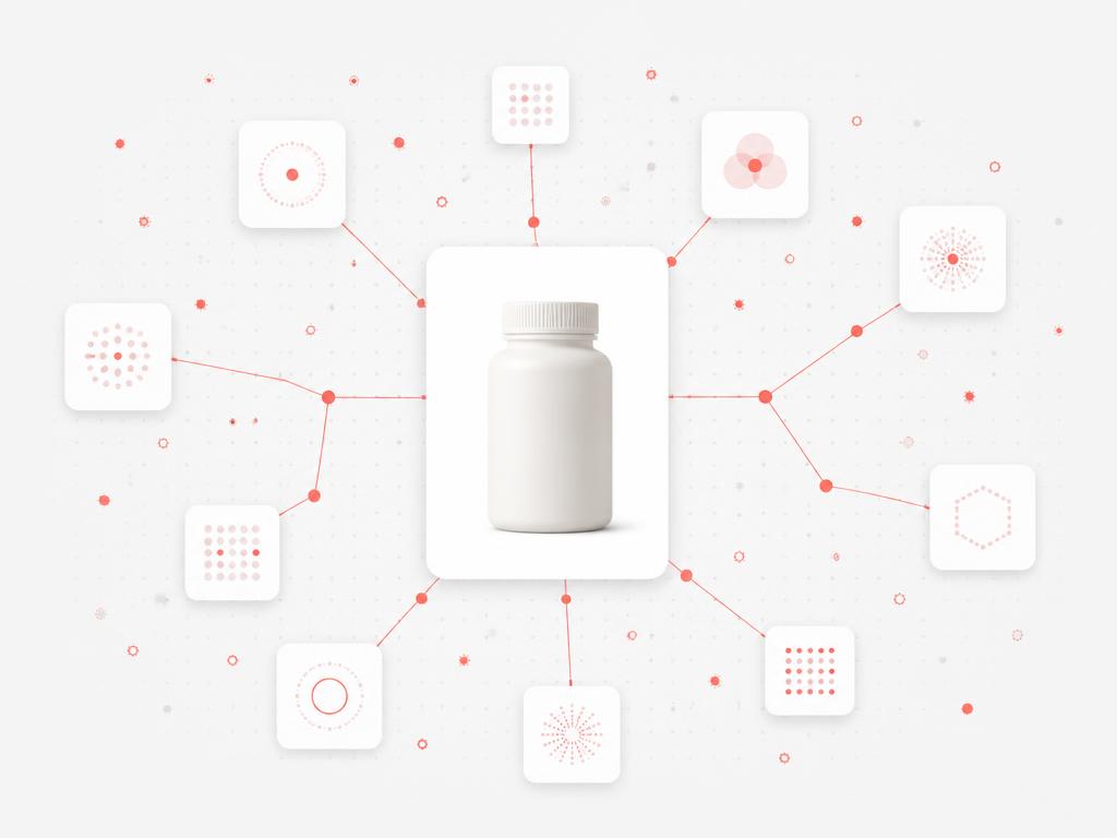 Wellness product card expanding into a field of qualified discovery signals