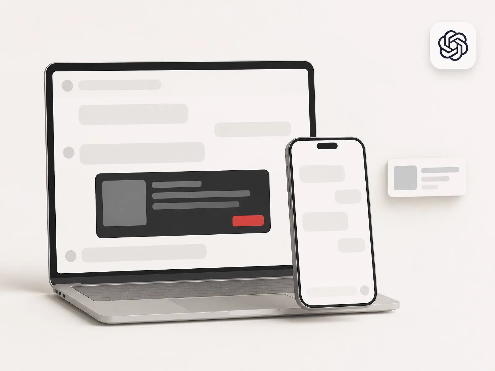 Laptop and phone showing a ChatGPT conversation with a sponsored recommendation