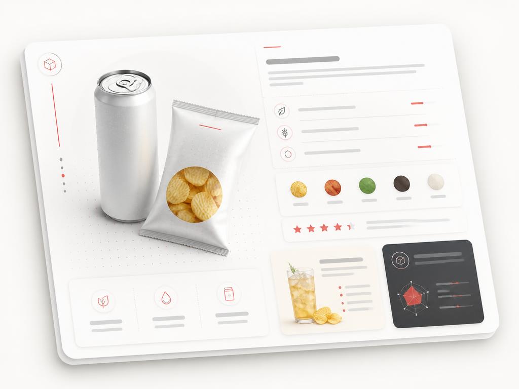 Product detail and serving composition with neutral flavour, format, recipe and review cues
