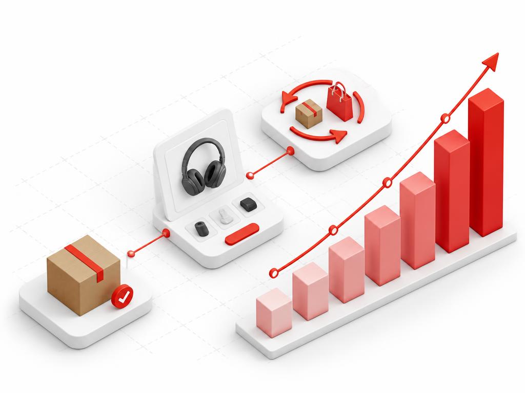 First order to cross-sell to repeat revenue value progression