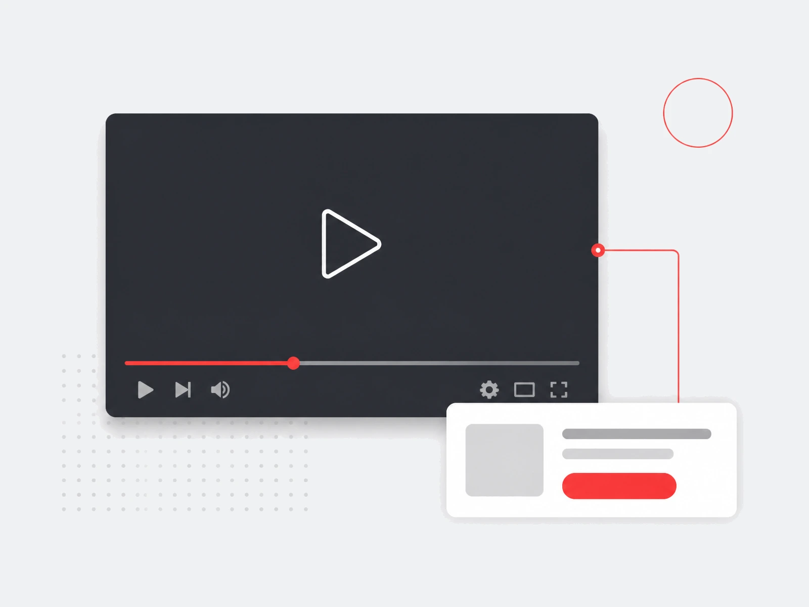 Illustration of a video ad player with a companion conversion card