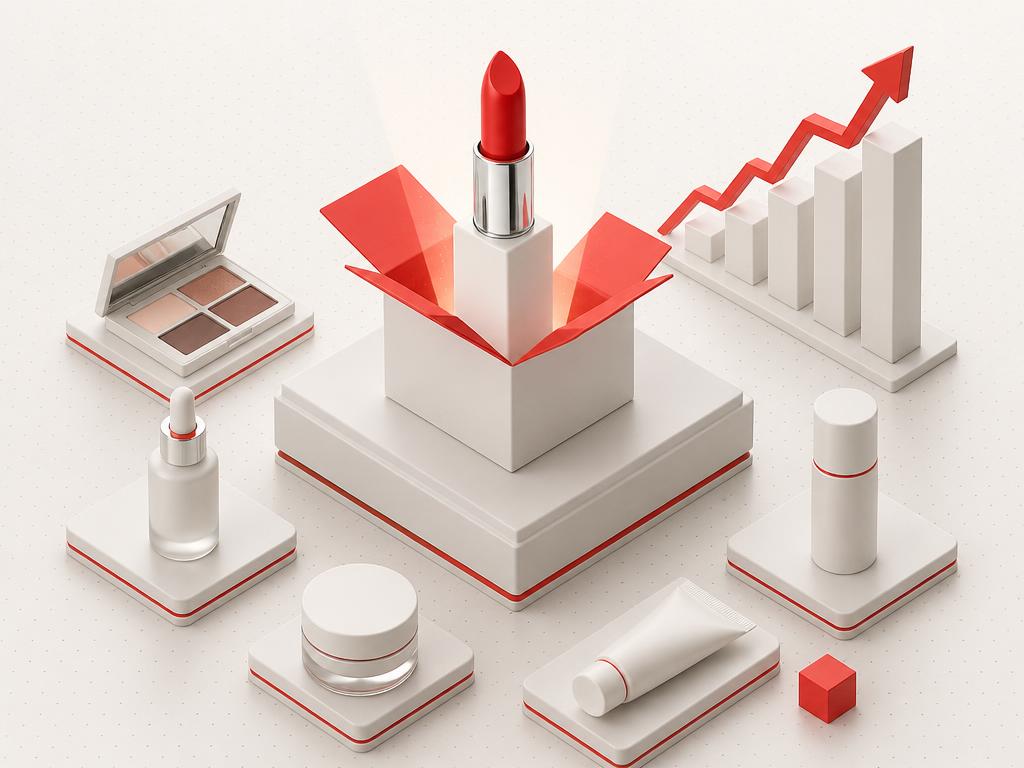 New product reveal with surrounding product tiles and a velocity chart