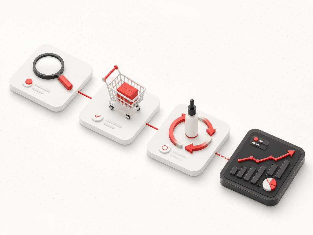 Customer journey from discovery to purchase to reorder with a lifetime value module