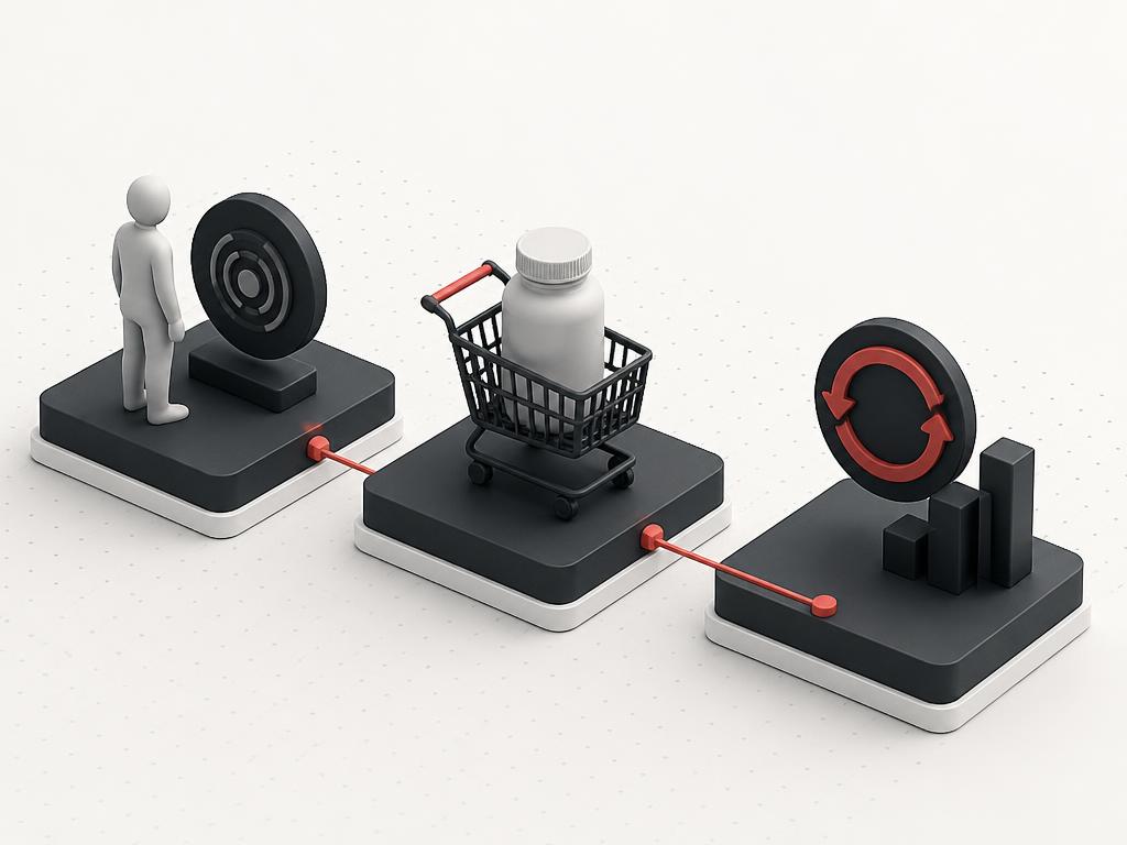Customer journey from discovery to purchase to reorder and replenishment value