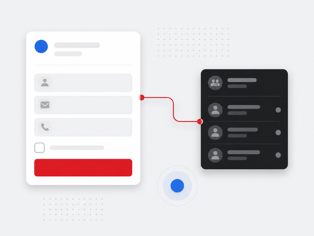 Illustration of a native instant lead form feeding contact records into a CRM module