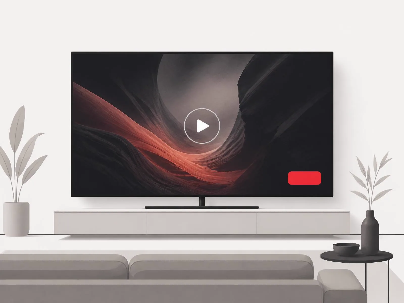 Connected TV screen showing a full-screen video placement