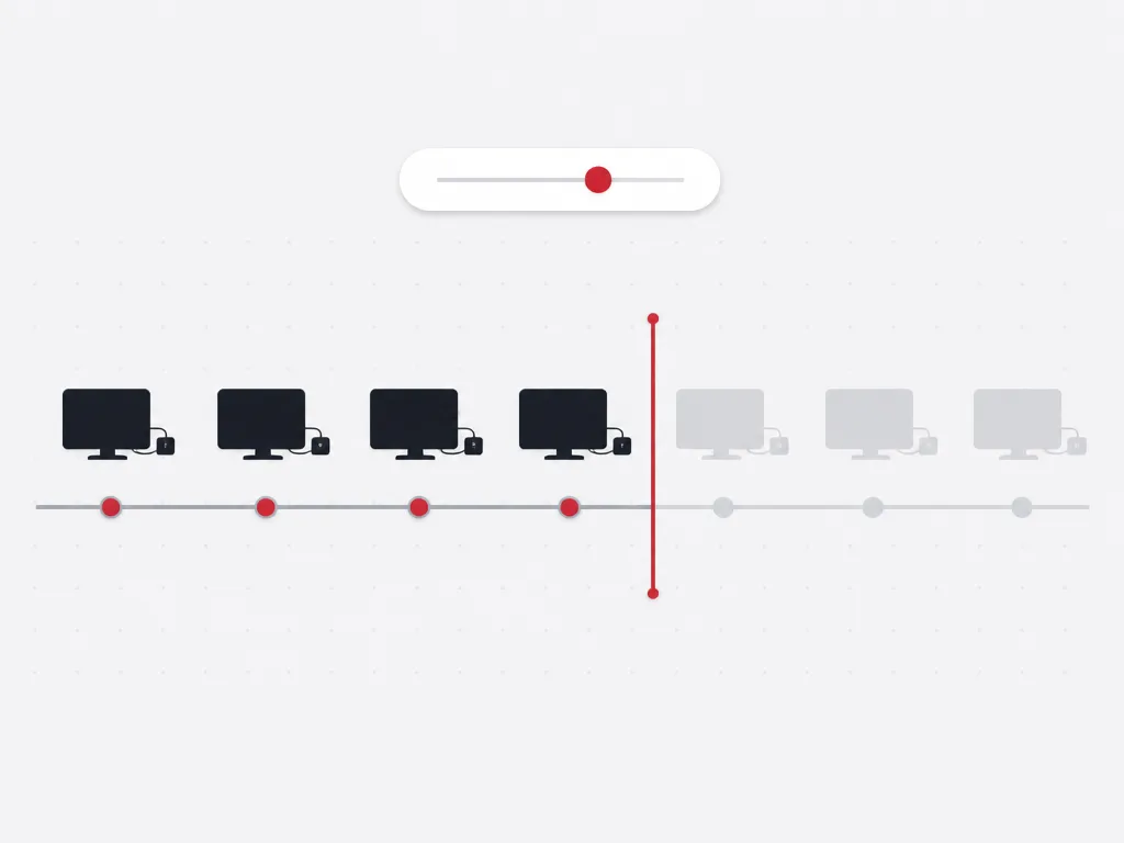 Connected TV delivery tiles paced along a timeline with a red frequency cap marker