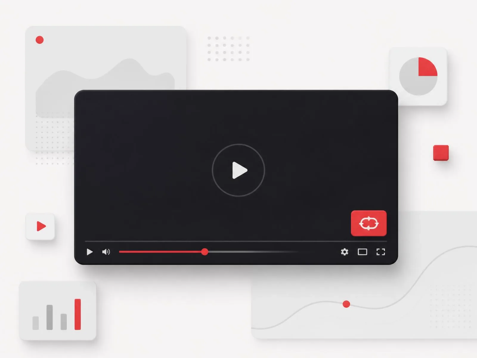 Widescreen video player with playback progress